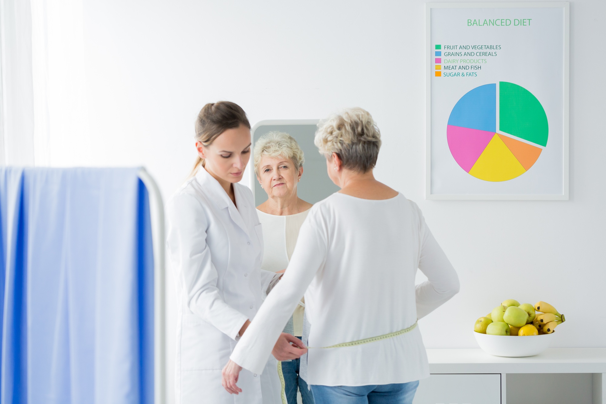 Dietician measuring patient's body circuit